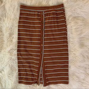 NSR striped amber midi skirt